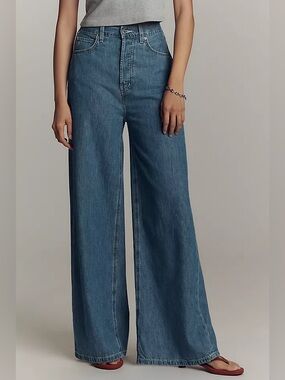 Etica Marley Ultra High Rise Baggy Button Fly Jeans Terranea Wash Size 27